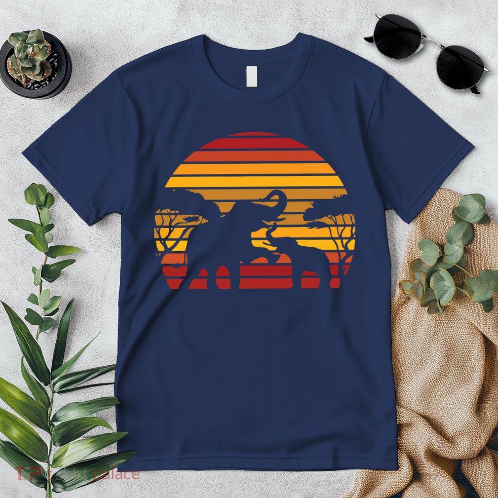 Retro Africa Animal Zoo Keeper Gift Safari Sunset Elephant Premium T-Shirt