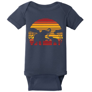 Retro Africa Animal Zoo Keeper Gift Safari Sunset Elephant Baby Bodysuit