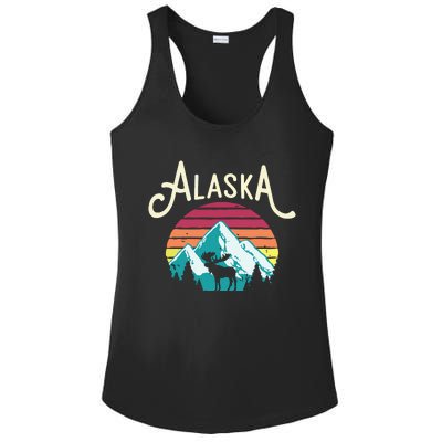 Retro Alaska Ak Juneau Mountains Wildlife Moose Ladies PosiCharge Competitor Racerback Tank