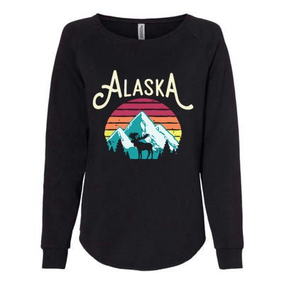 Retro Alaska Ak Juneau Mountains Wildlife Moose Womens California Wash Sweatshirt