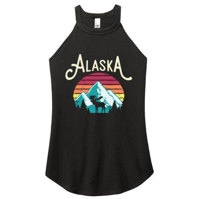 Retro Alaska Ak Juneau Mountains Wildlife Moose Women's Perfect Tri Rocker Tank