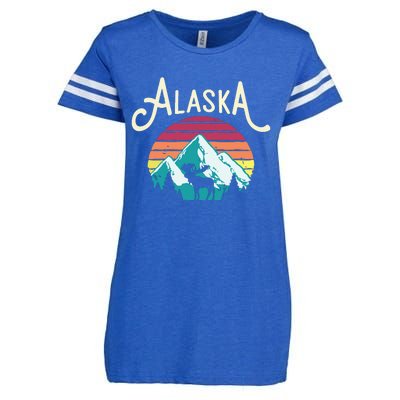 Retro Alaska Ak Juneau Mountains Wildlife Moose Enza Ladies Jersey Football T-Shirt