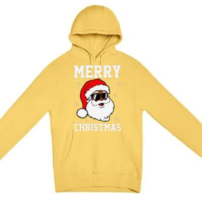 Retro African American Santa Claus Sunglasses Christmas Pj Premium Pullover Hoodie