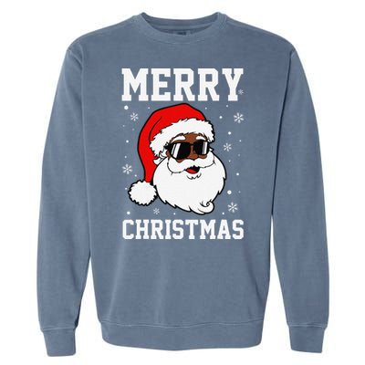 Retro African American Santa Claus Sunglasses Christmas Pj Garment-Dyed Sweatshirt