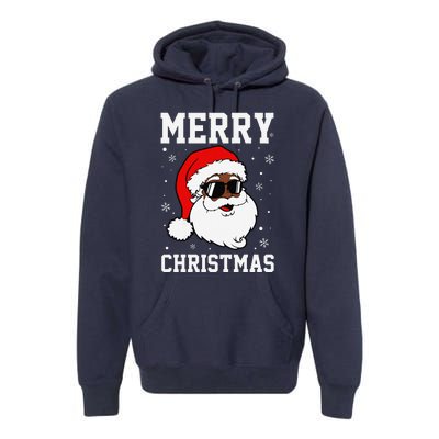 Retro African American Santa Claus Sunglasses Christmas Pj Premium Hoodie