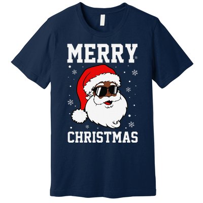 Retro African American Santa Claus Sunglasses Christmas Pj Premium T-Shirt