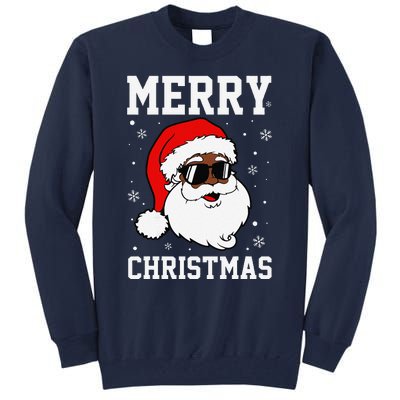 Retro African American Santa Claus Sunglasses Christmas Pj Tall Sweatshirt