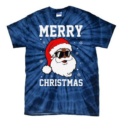 Retro African American Santa Claus Sunglasses Christmas Pj Tie-Dye T-Shirt