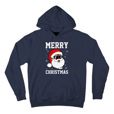 Retro African American Santa Claus Sunglasses Christmas Pj Tall Hoodie