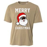 Retro African American Santa Claus Sunglasses Christmas Pj Cooling Performance Crew T-Shirt