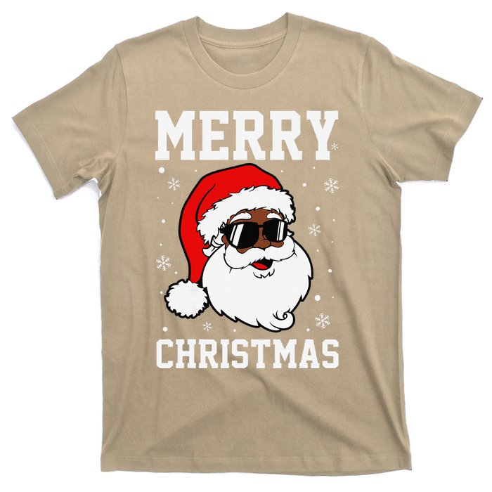 Retro African American Santa Claus Sunglasses Christmas Pj T-Shirt