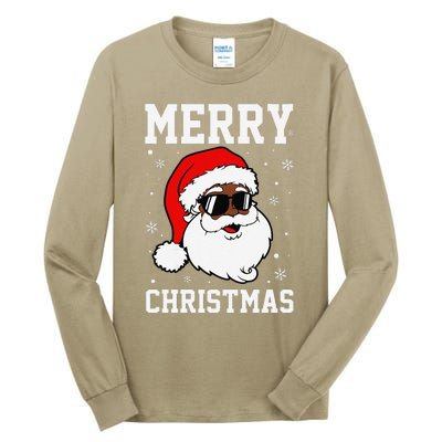 Retro African American Santa Claus Sunglasses Christmas Pj Tall Long Sleeve T-Shirt