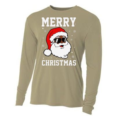 Retro African American Santa Claus Sunglasses Christmas Pj Cooling Performance Long Sleeve Crew