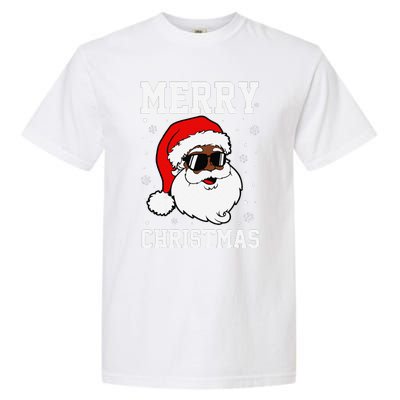 Retro African American Santa Claus Sunglasses Christmas Pj Garment-Dyed Heavyweight T-Shirt