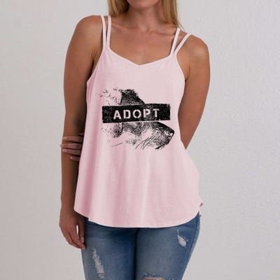 Rescue And Adopt Dog And Cat Great Love Pet Animal Lover Day Funny Gift Women's Strappy Tank