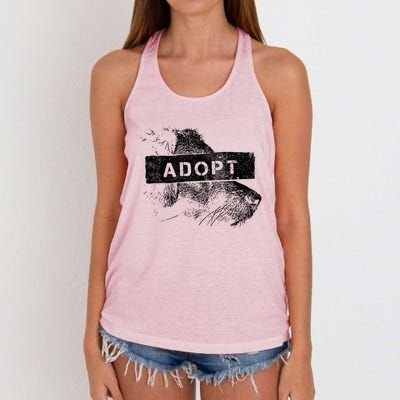 Rescue And Adopt Dog And Cat Great Love Pet Animal Lover Day Funny Gift Women's Knotted Racerback Tank