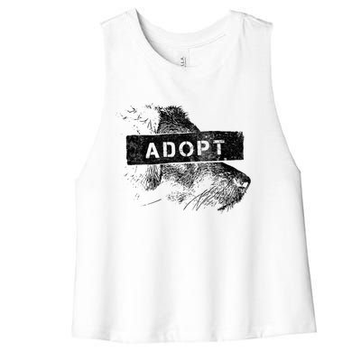 Rescue And Adopt Dog And Cat Great Love Pet Animal Lover Day Funny Gift Women's Racerback Cropped Tank