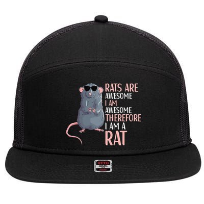 Rats Are Awesome Funny Rat Lover  7 Panel Mesh Trucker Snapback Hat