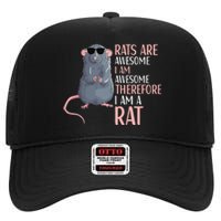 Rats Are Awesome Funny Rat Lover  High Crown Mesh Back Trucker Hat