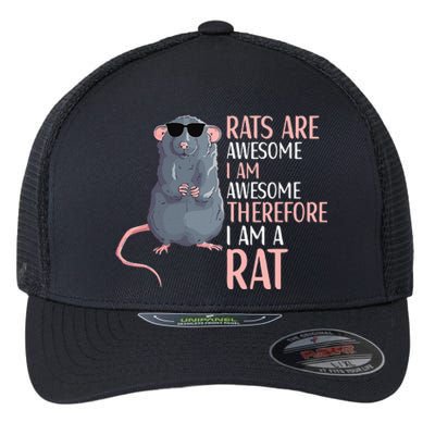 Rats Are Awesome Funny Rat Lover  Flexfit Unipanel Trucker Cap