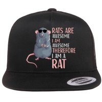 Rats Are Awesome Funny Rat Lover  Flat Bill Trucker Hat