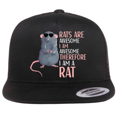 Rats Are Awesome Funny Rat Lover  Flat Bill Trucker Hat