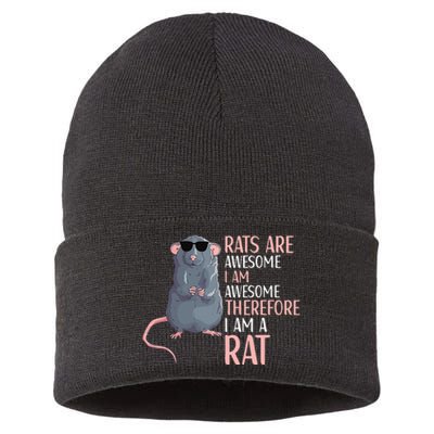 Rats Are Awesome Funny Rat Lover  Sustainable Knit Beanie