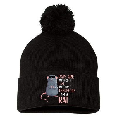 Rats Are Awesome Funny Rat Lover  Pom Pom 12in Knit Beanie