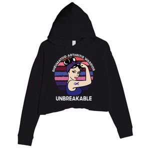 Rheumatoid Arthritis Awareness Warrior Unbreakable Gift Crop Fleece Hoodie