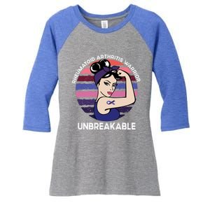 Rheumatoid Arthritis Awareness Warrior Unbreakable Gift Women's Tri-Blend 3/4-Sleeve Raglan Shirt