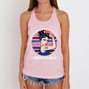 Rheumatoid Arthritis Awareness Warrior Unbreakable Gift Women's Knotted Racerback Tank