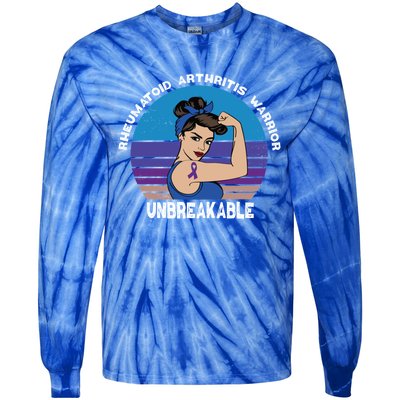 Rheumatoid Arthritis Awareness Warrior Unbreakable Gift Tie-Dye Long Sleeve Shirt