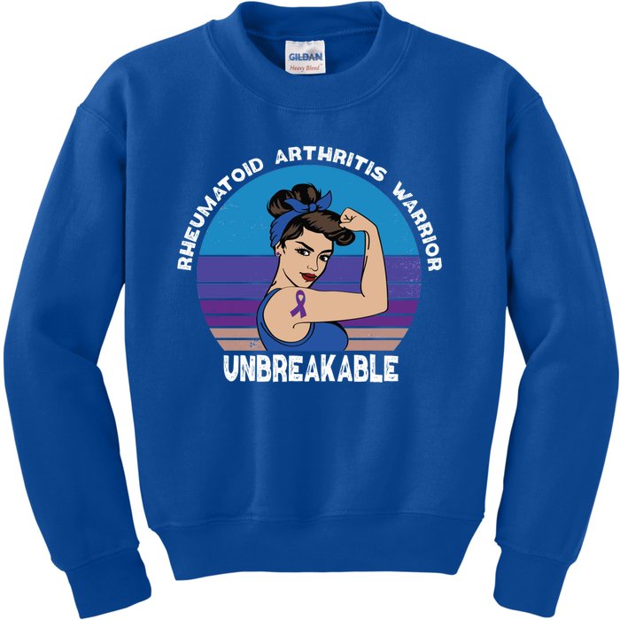 Rheumatoid Arthritis Awareness Warrior Unbreakable Gift Kids Sweatshirt