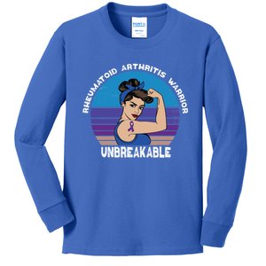 Rheumatoid Arthritis Awareness Warrior Unbreakable Gift Kids Long Sleeve Shirt