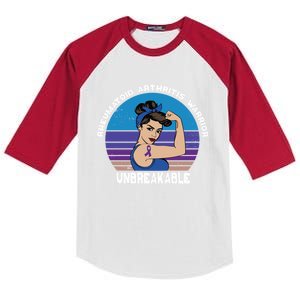 Rheumatoid Arthritis Awareness Warrior Unbreakable Gift Kids Colorblock Raglan Jersey