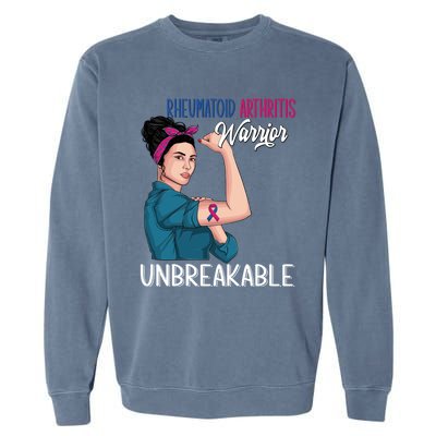 Rheumatoid Arthritis Awareness Warrior Unbreakable Gift Garment-Dyed Sweatshirt