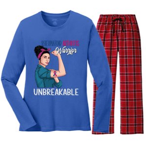 Rheumatoid Arthritis Awareness Warrior Unbreakable Gift Women's Long Sleeve Flannel Pajama Set 