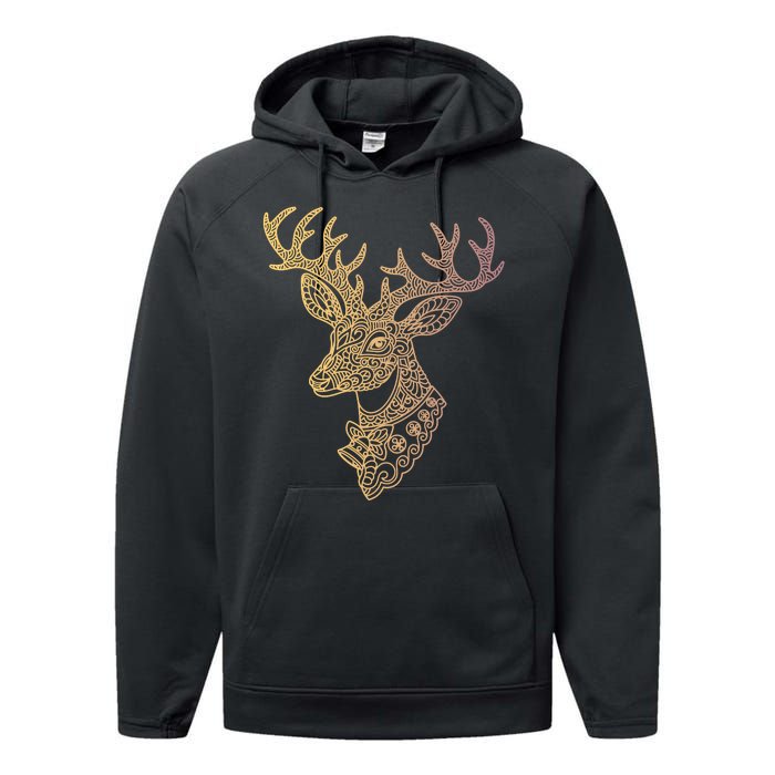 Reindeer Abstract Art Holiday Performance Fleece Hoodie