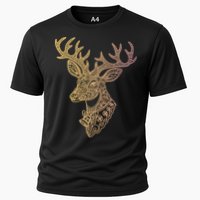 Reindeer Abstract Art Holiday Cooling Performance Crew T-Shirt