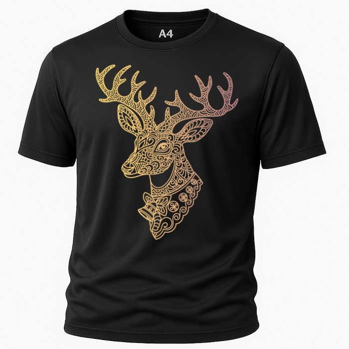 Reindeer Abstract Art Holiday Cooling Performance Crew T-Shirt