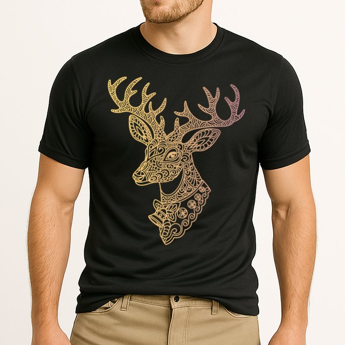 Reindeer Abstract Art Holiday Cooling Performance Crew T-Shirt