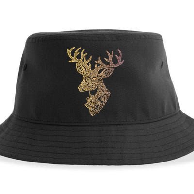 Reindeer Abstract Art Holiday Sustainable Bucket Hat
