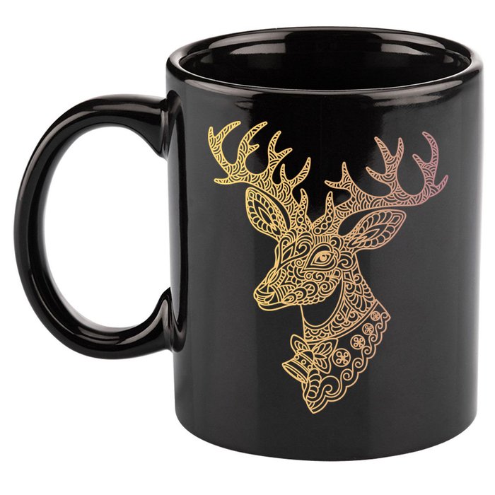 Reindeer Abstract Art Holiday 11oz C Handle Ceramic Mug