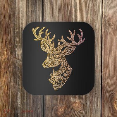 Reindeer Abstract Art Holiday Coaster