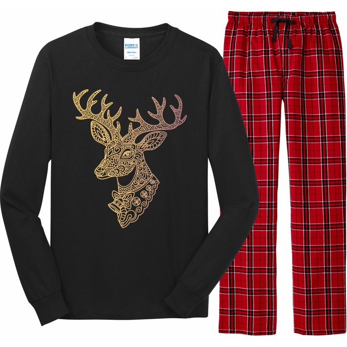 Reindeer Abstract Art Holiday Long Sleeve Pajama Set