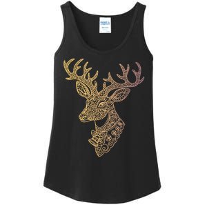 Reindeer Abstract Art Holiday Ladies Essential Tank