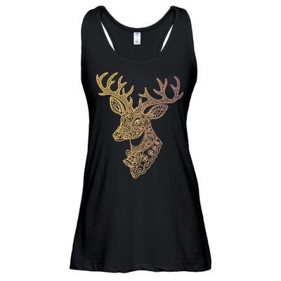 Reindeer Abstract Art Holiday Ladies Essential Flowy Tank