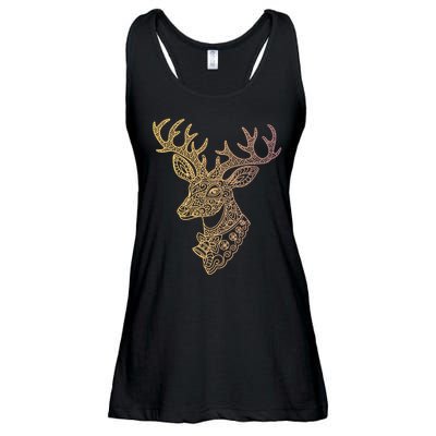 Reindeer Abstract Art Holiday Ladies Essential Flowy Tank