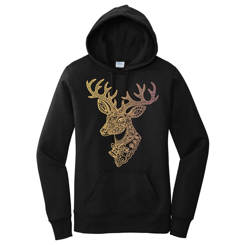 Reindeer Abstract Art Holiday Women's Pullover Hoodie