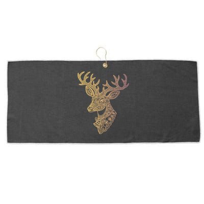 Reindeer Abstract Art Holiday Large Microfiber Waffle Golf Towel